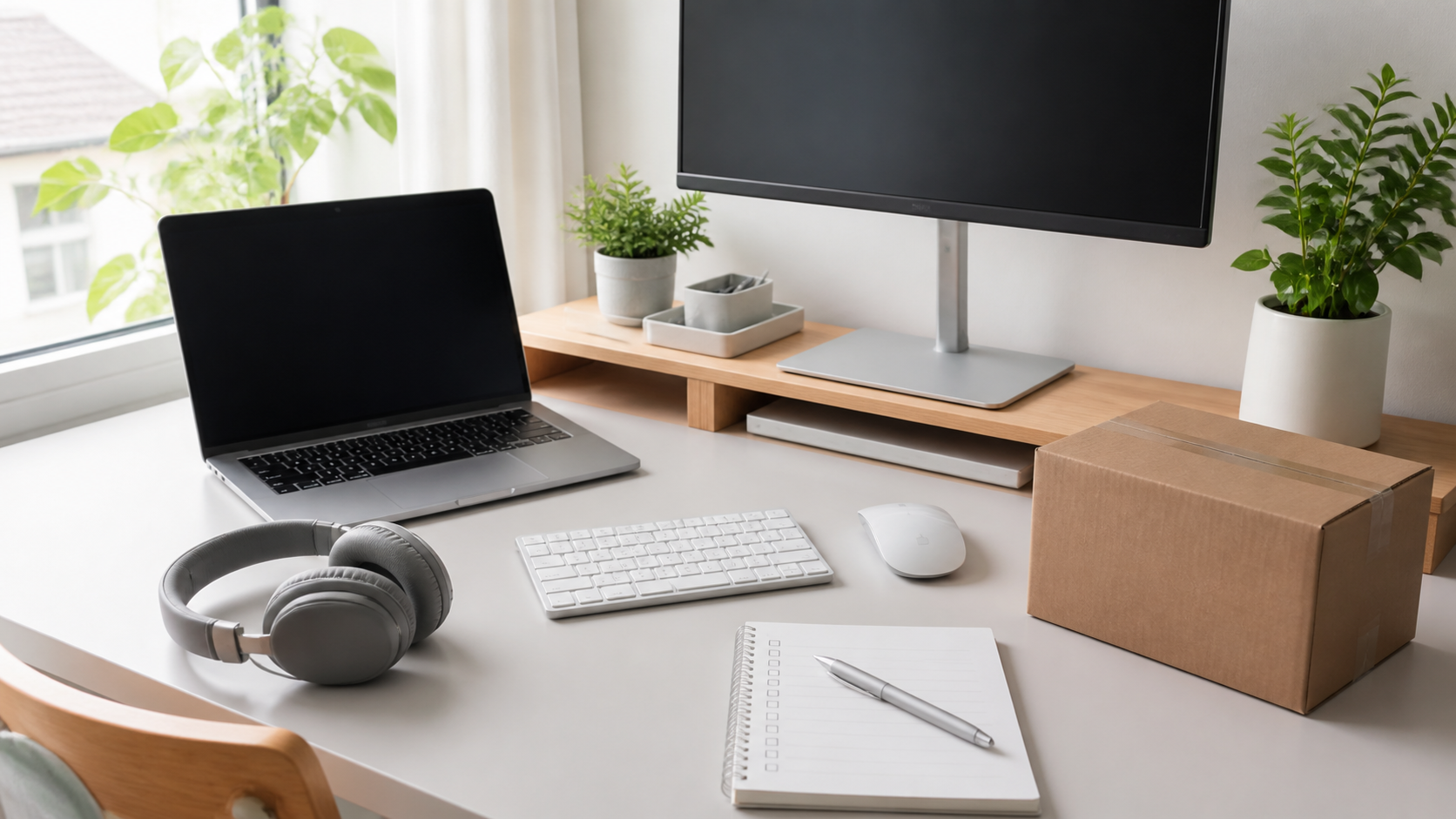 Amazonプライムデーに向けてPC周辺機器の買い物リストを確認するデスク