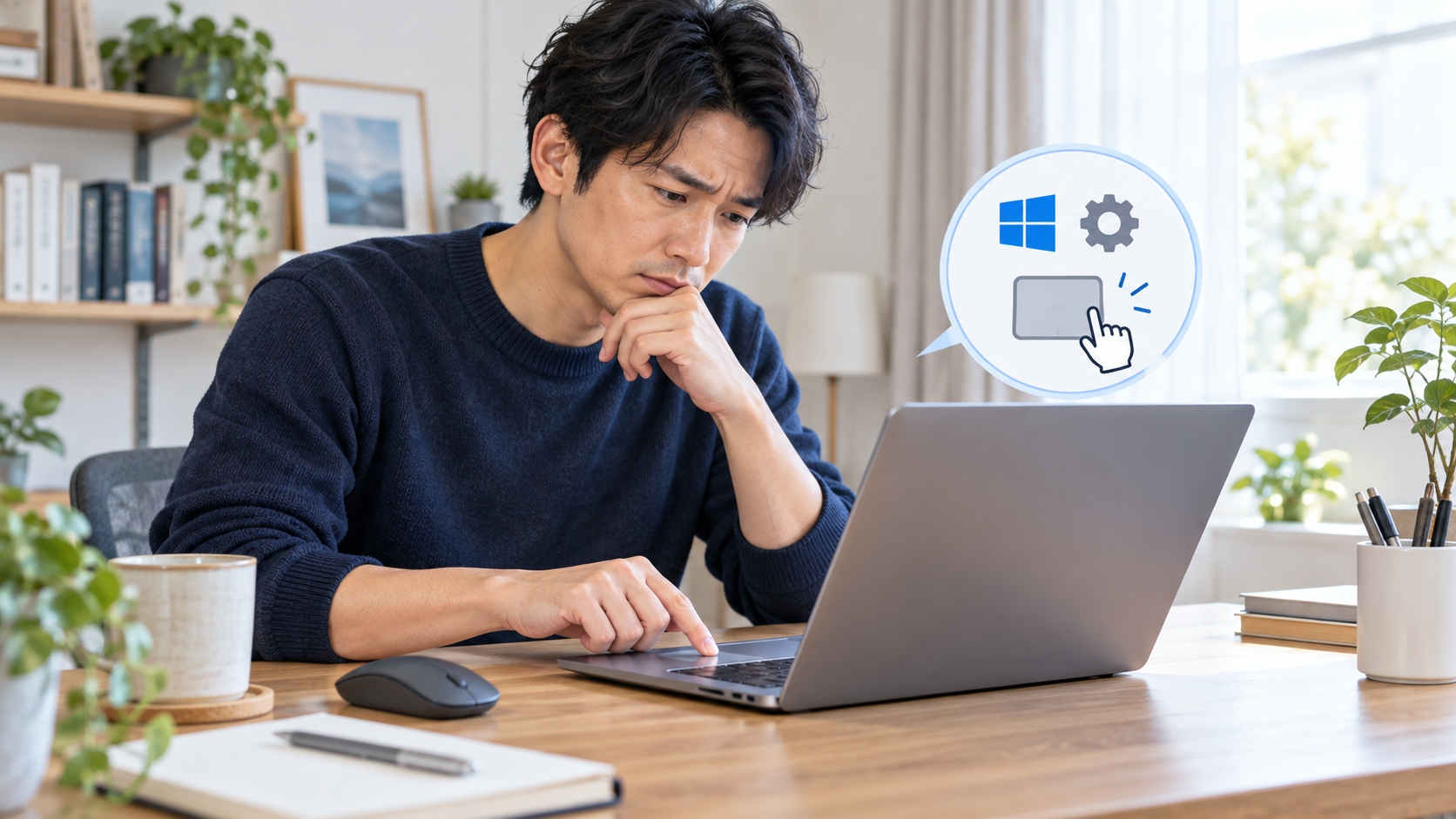 Windows 11のノートPCでタッチパッド設定を確認する利用者